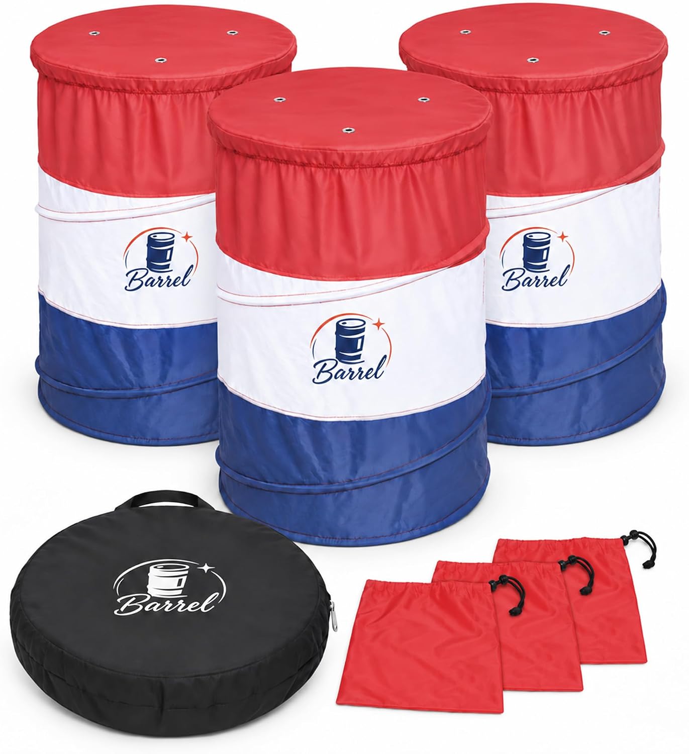 inoreal red, white and blue collapsible barrel racing training barrels