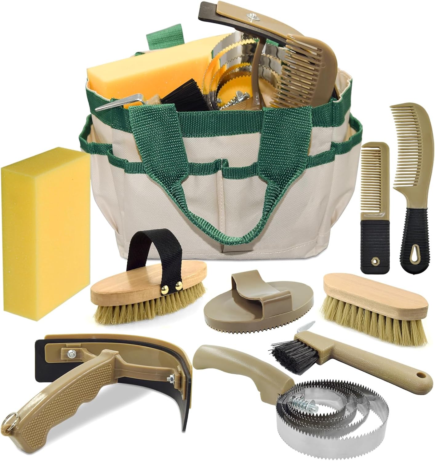 10 piece professional horse grooming kit with tote bag