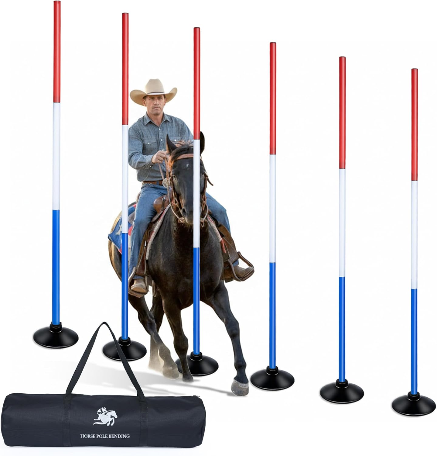 six adjustable weighted pole bending poles